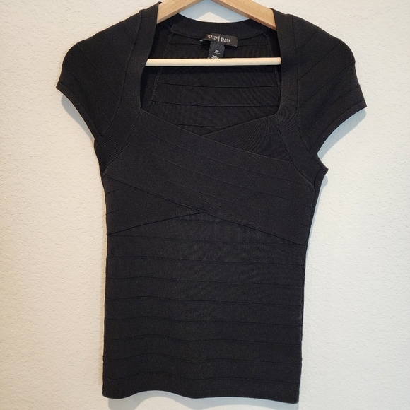 White House Black Market Tops - White House Black Market WHBM Black Bandage Bodycon Top XS